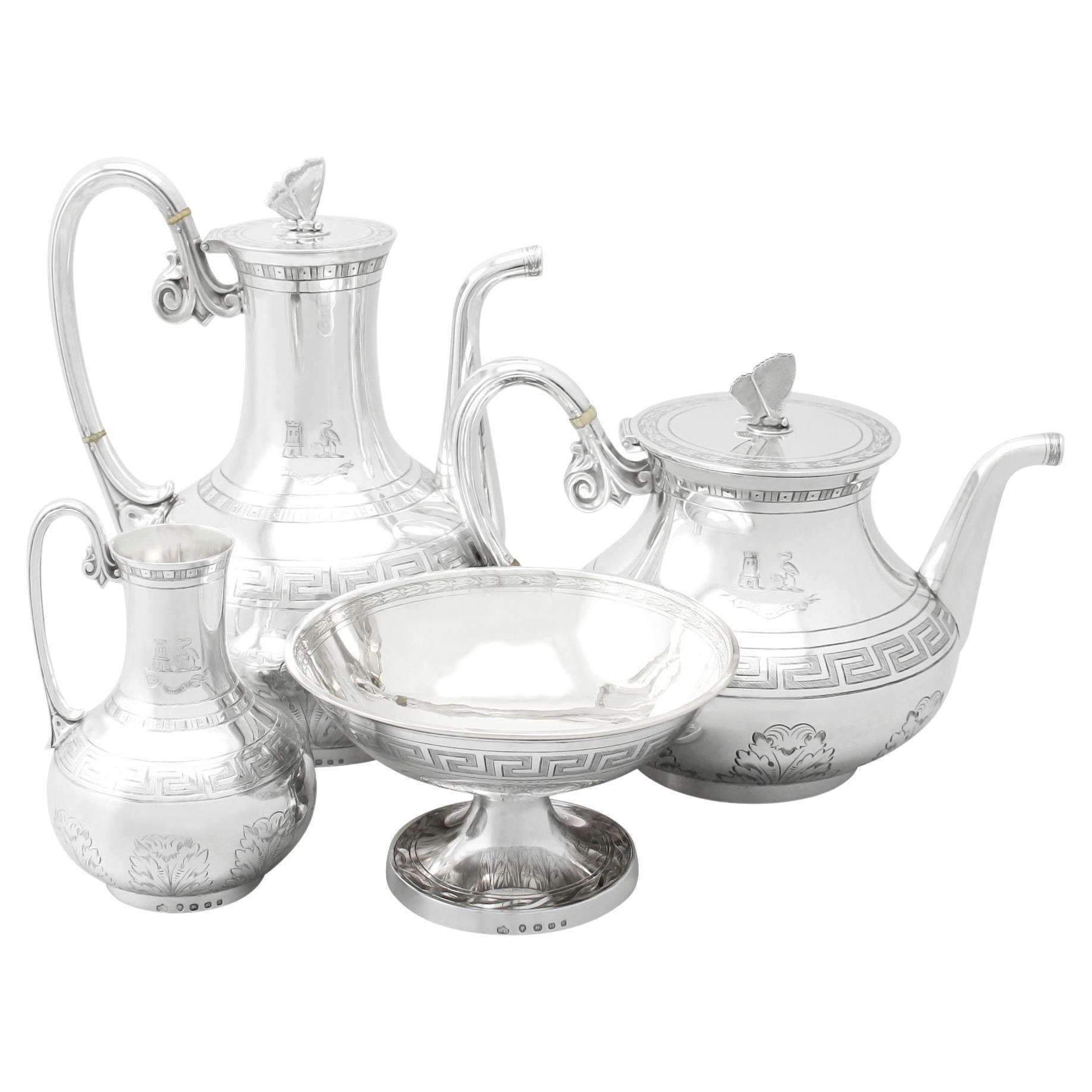 Antique Victorian Sterling Silver Six Piece Bachelor Tea and Coffee