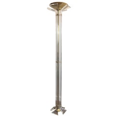 In the Style of Romeo Rega, Rare Plexiglass and Gilt Brass Floor Lamp