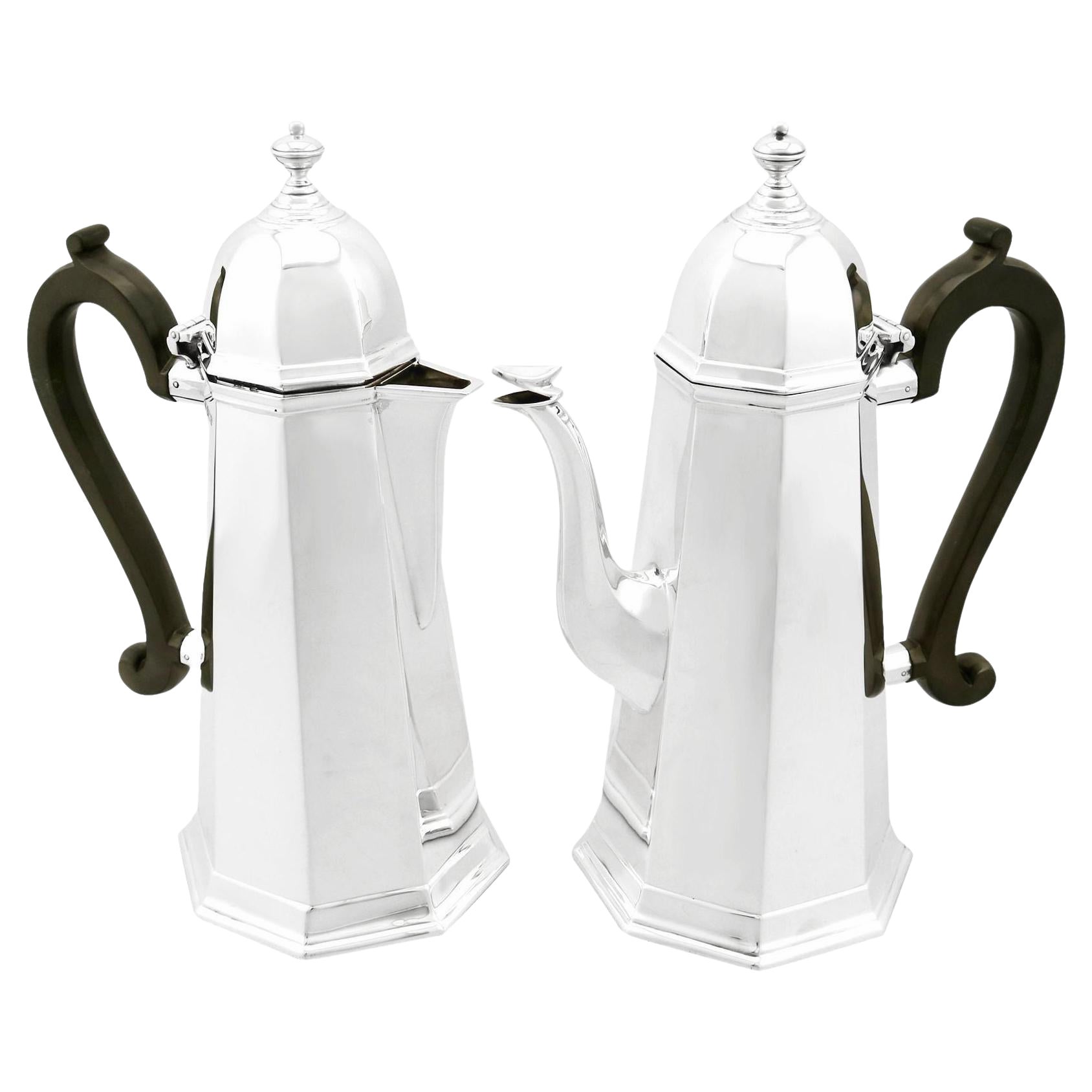Edwardian George I Style Sterling Silver Café au Lait Set
