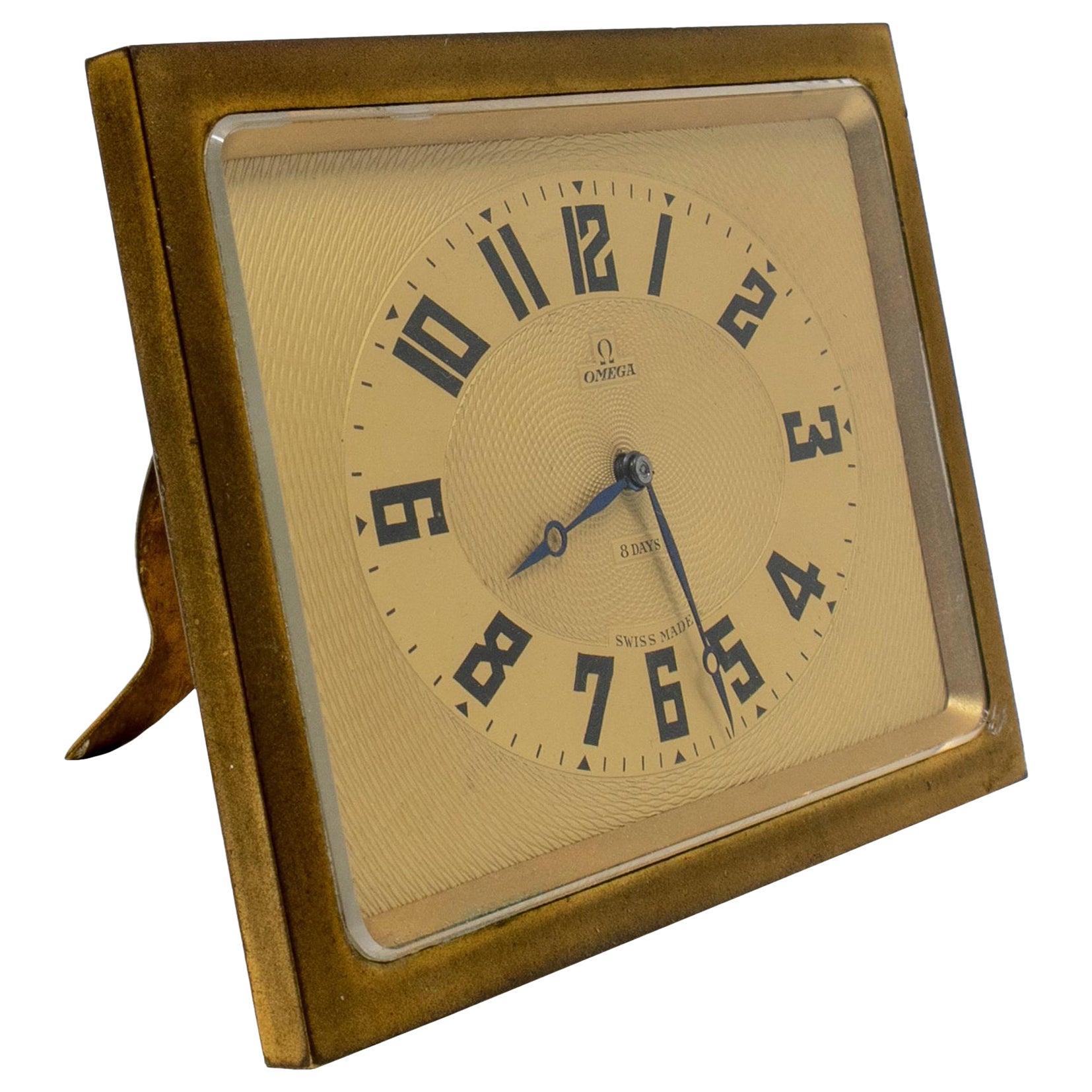 1950s Swiss Omega Square Table Clock