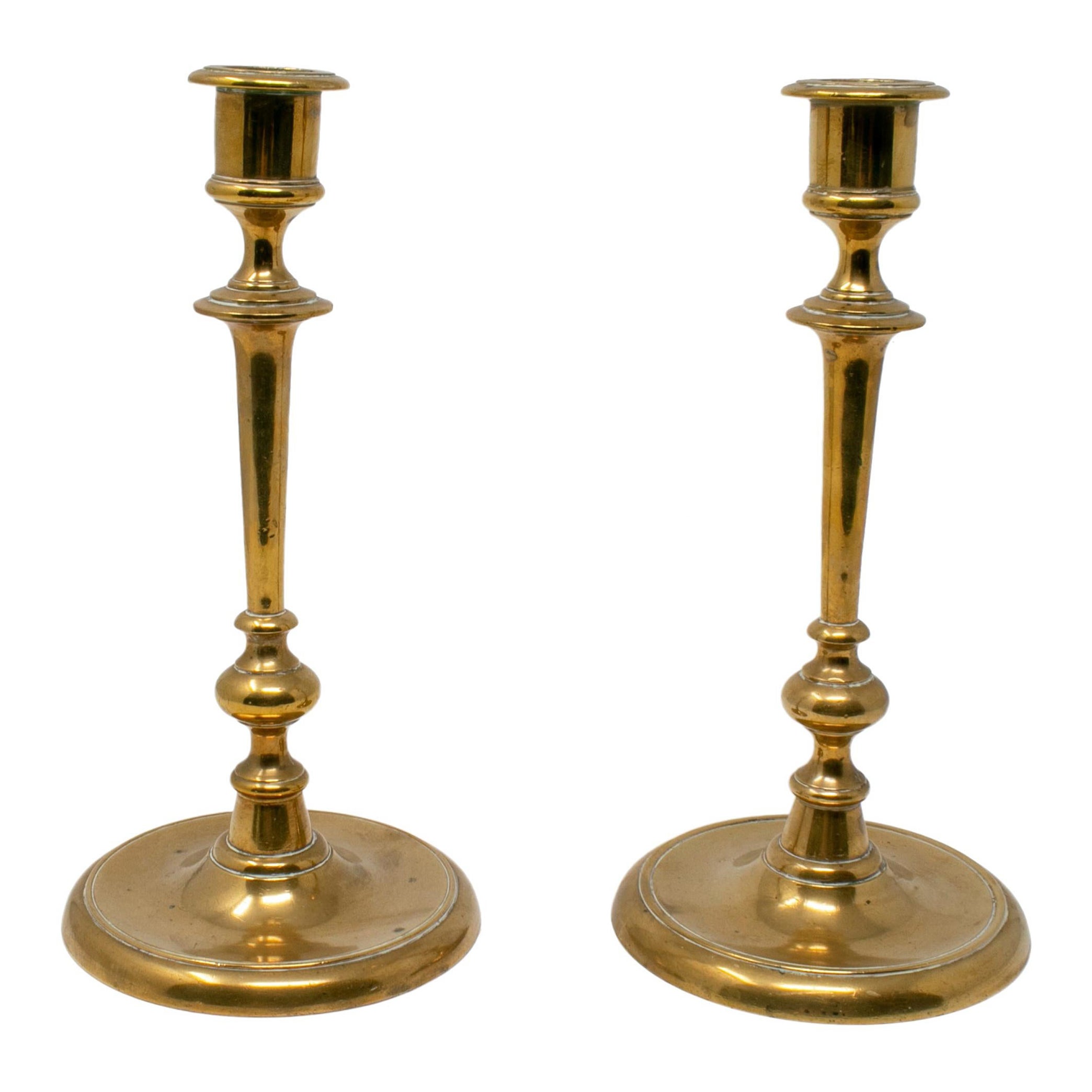 19th Century French Pair of Bronze Candlesticks