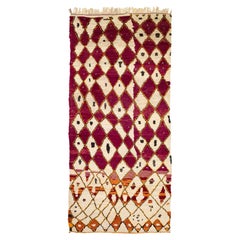 Antique Rare Ait Bou Ichaouen Diamond Violet Moroccan Wool Midcentury Area Rug