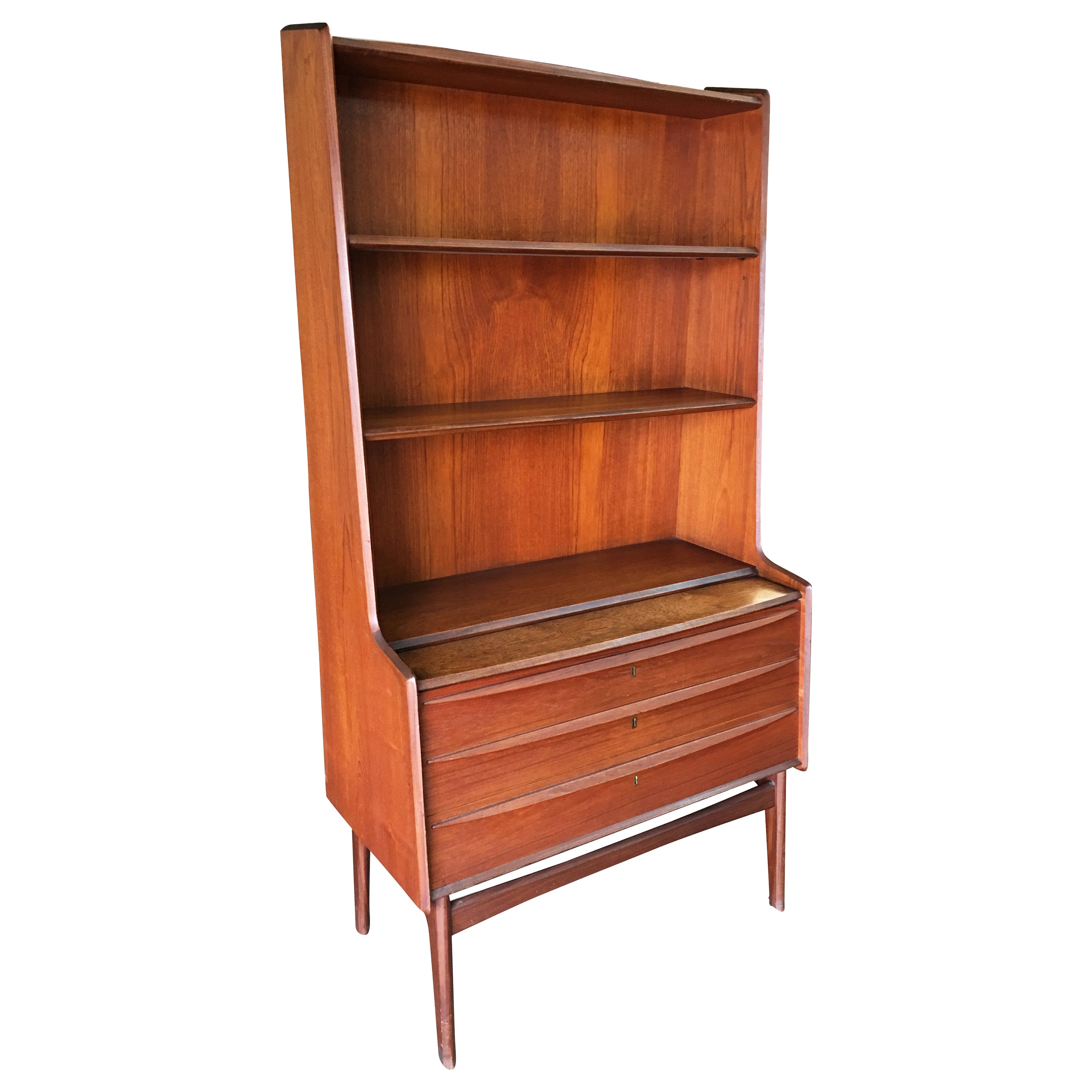 View of Scandinavian Danish Modern Teak Tall China Display Cabinet Vitrine at ...