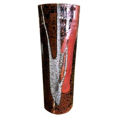 Japanese Midcentury Large Glazed Pottery Vase in the Manner of Shoji Hamada