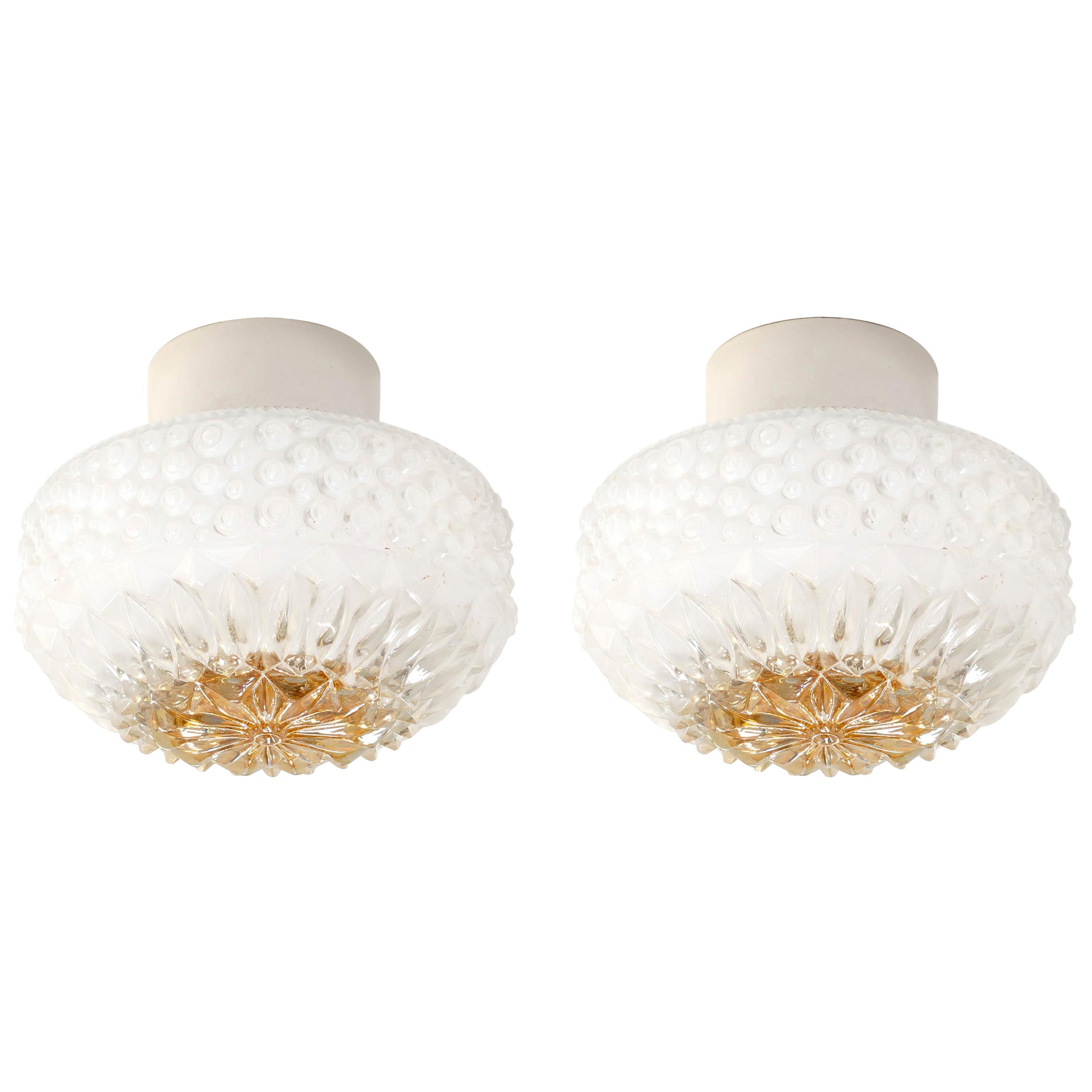 Pair of Scandinavian Flushmount Ceiling Lamps, 1950s