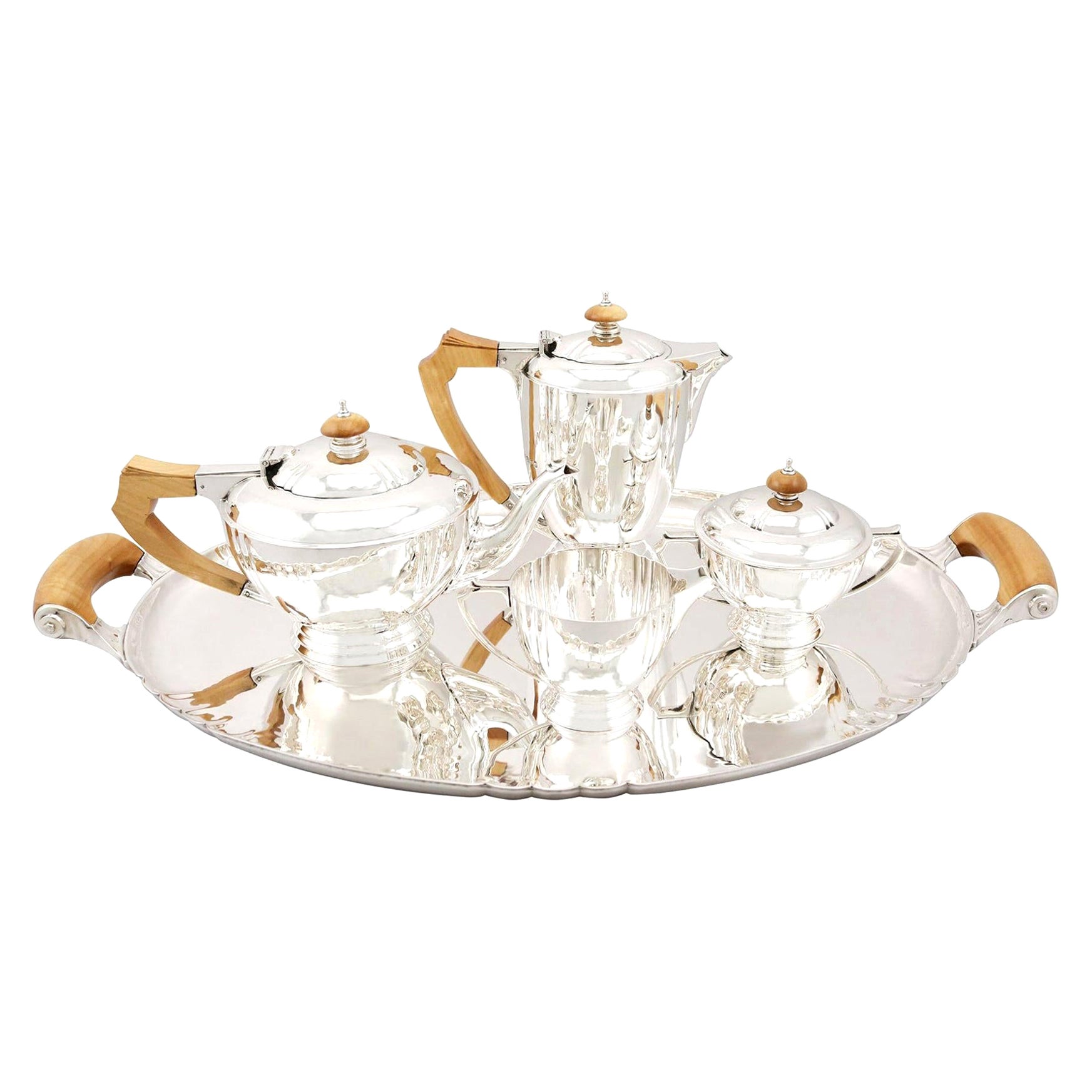 Sterling Silver Four-Piece Tea and Coffee Service with Tray