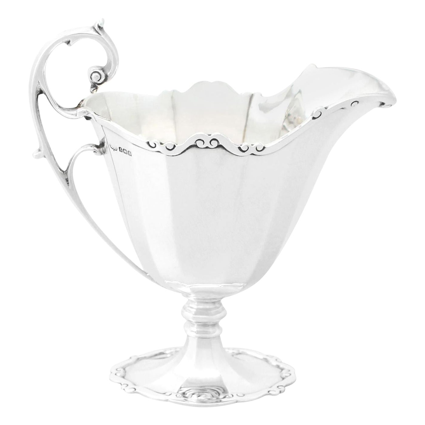 Antique 1933 Art Nouveau Style Sterling Silver Cream Jug / Creamer