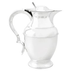 Edwardian English Sterling Silver Lidded Beer /  Water Jug