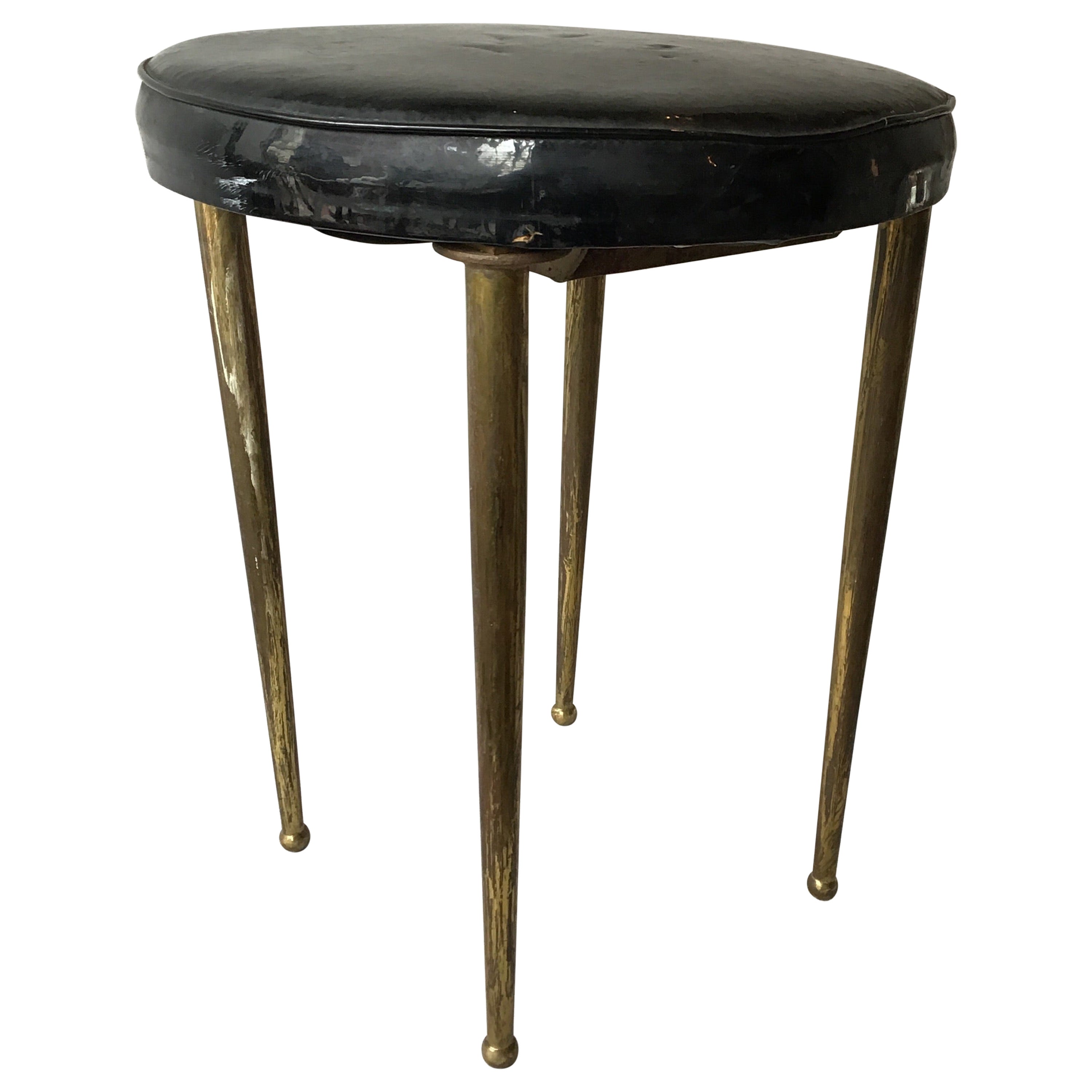 Vintage Brass Lyre Back Vanity Chair For Sale at 1stDibs