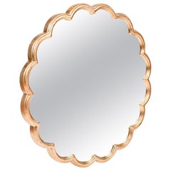 Miroir circulaire festonné 'Monaco' en feuille d'or