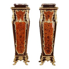Paire de piédestaux de marqueterie attribués à la Maison Millet, France, vers 1890