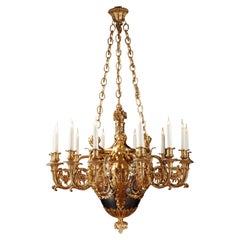 Gilded and Patinated Bronze Chandelier by A.E. Beurdeley, France, Circa 1880