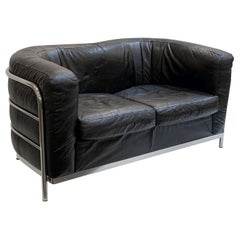 Italian Modern Sofa of Chrome and Black Leather by Paolo Lomazzi