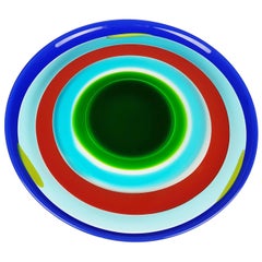 Assiette en verre de Murano multicolore de Berit Johansson pour Salviati, 1991
