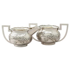 Antique Chinese Export Silver Cream Jug / Creamer and Sugar Bowl