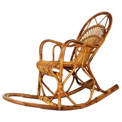 Retro Italian Rattan 1960s Rocking Chair