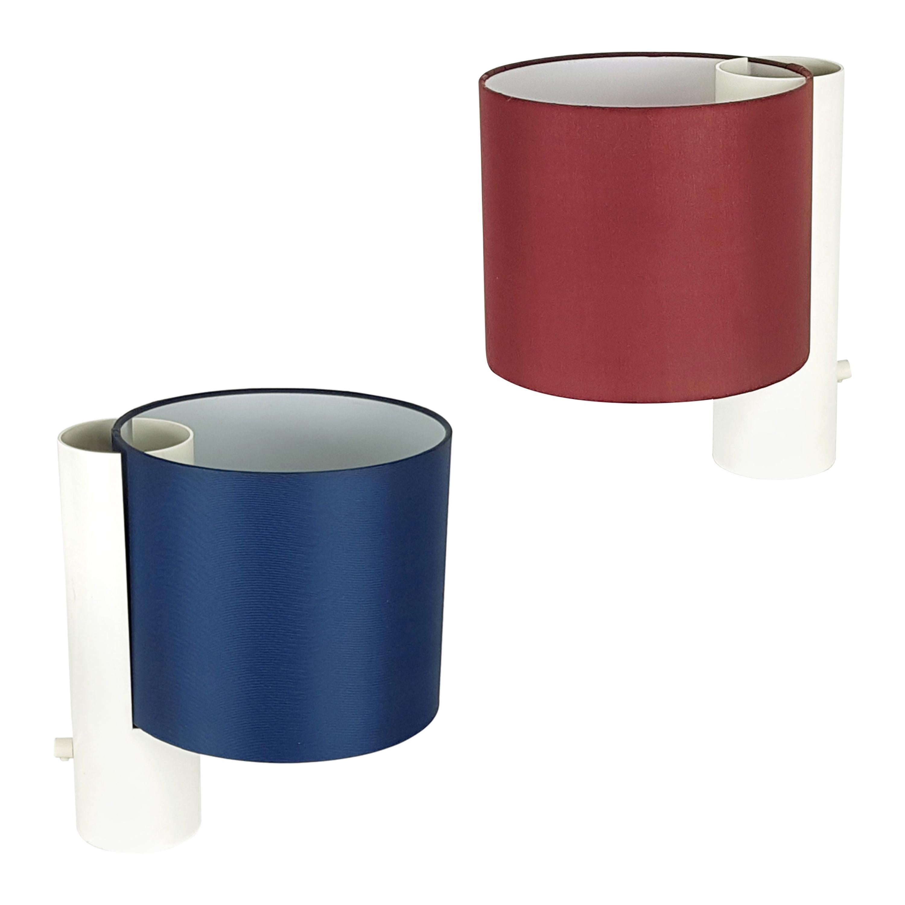Pair of White Red Blue Fluette 1970s Table Lamps, G. Gramigna for Quattrifoglio For Sale