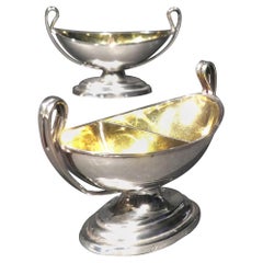 Antique Fine Pair of Neoclassical Inspired German Silver Double Salt Cellars, circa 1830