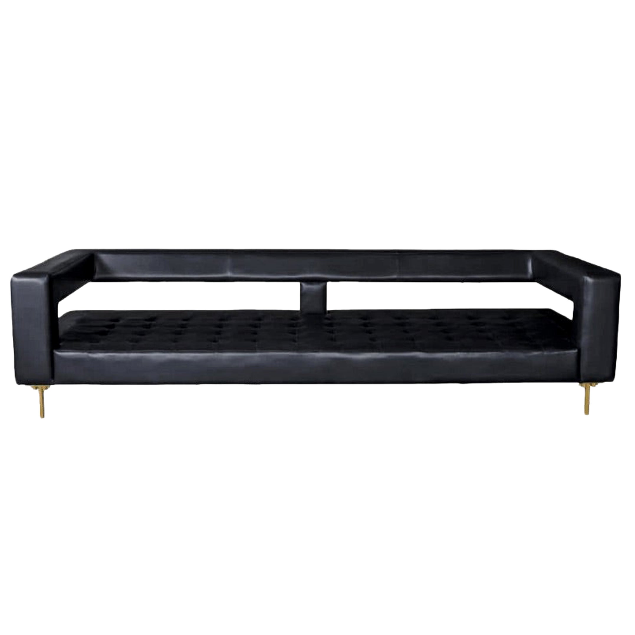 Air Gold Leather Tufted Sofa with Brass Legs by ATRA For Sale at 1stDibs