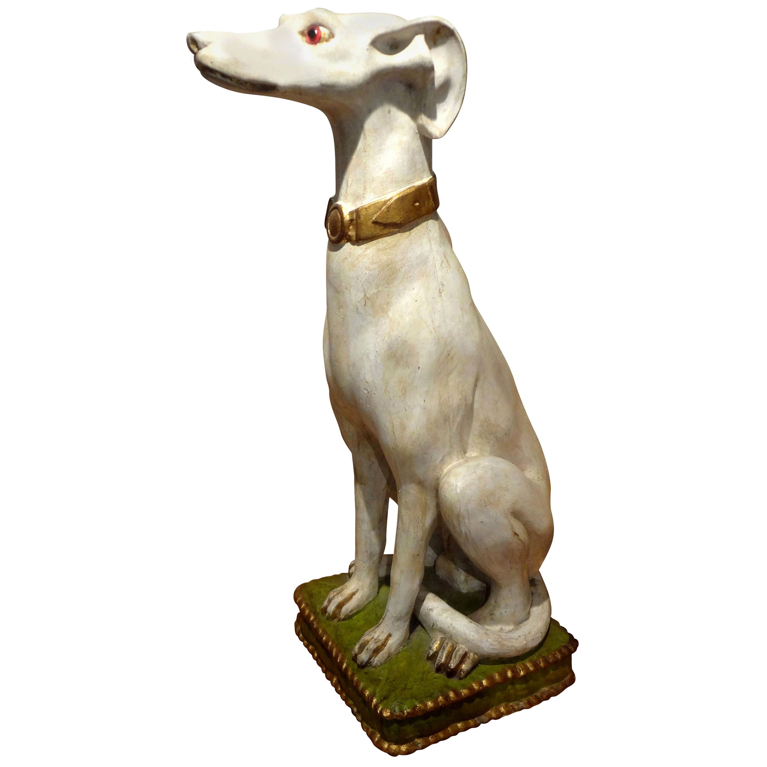 silver whippet statue