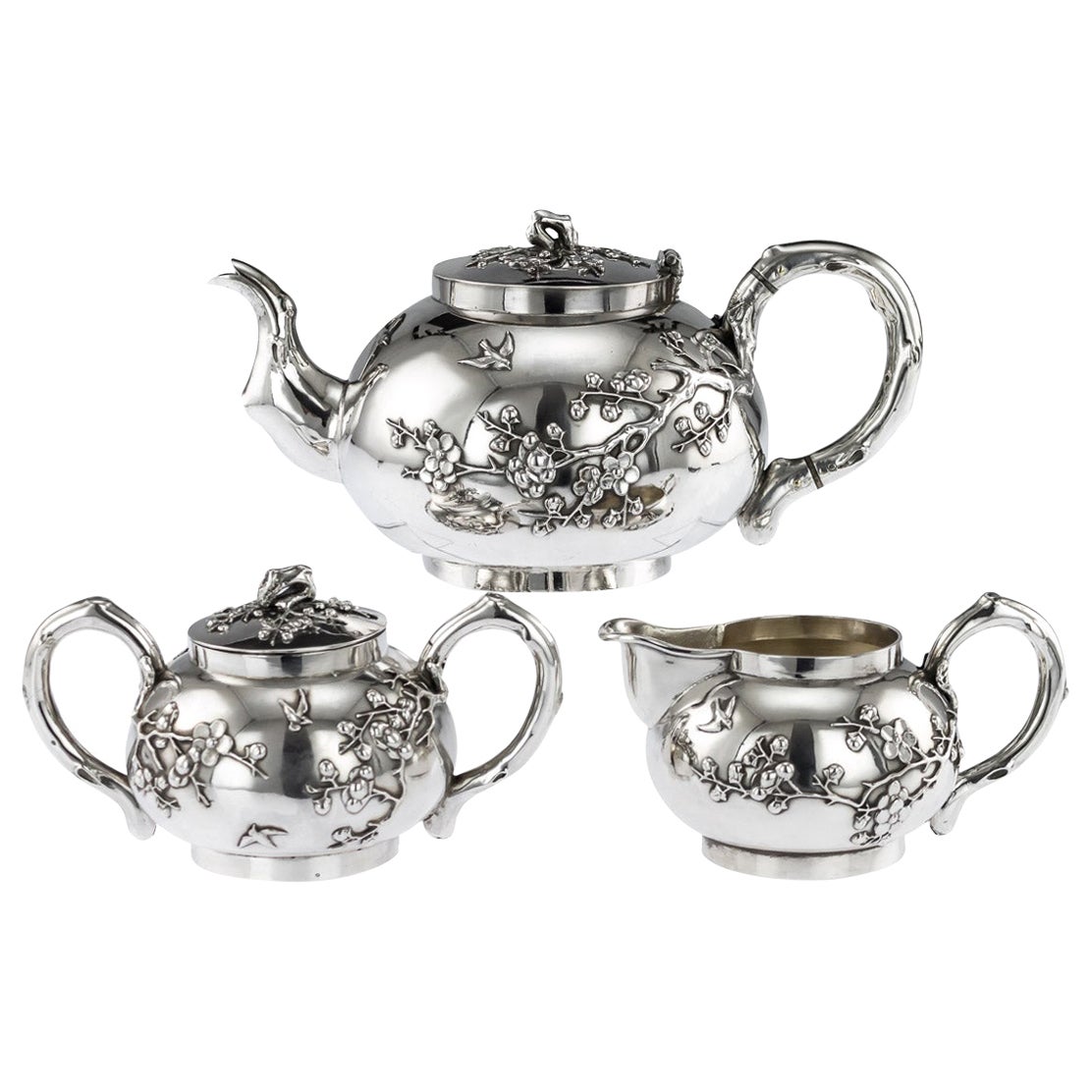 20th Century Japanese Solid Silver Tea and Coffee Set, Miyamoto, Tokyo