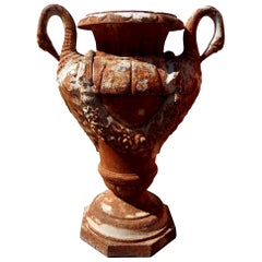 Antique French Cast Iron Garden Urn