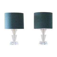Pair of Chunky Sculptural Lucite Table Lamps by Van Teal, 1970s