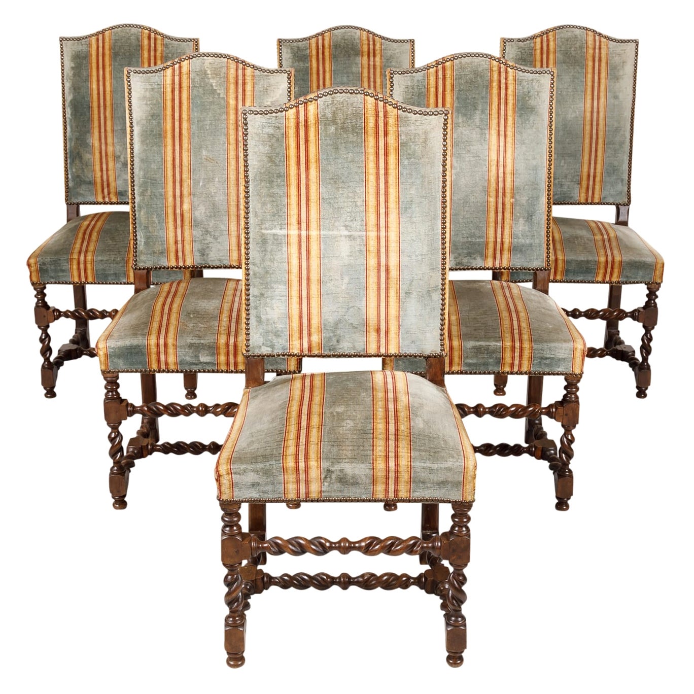 Set of Six 19th Century French Barley Twist Chairs at 1stDibs