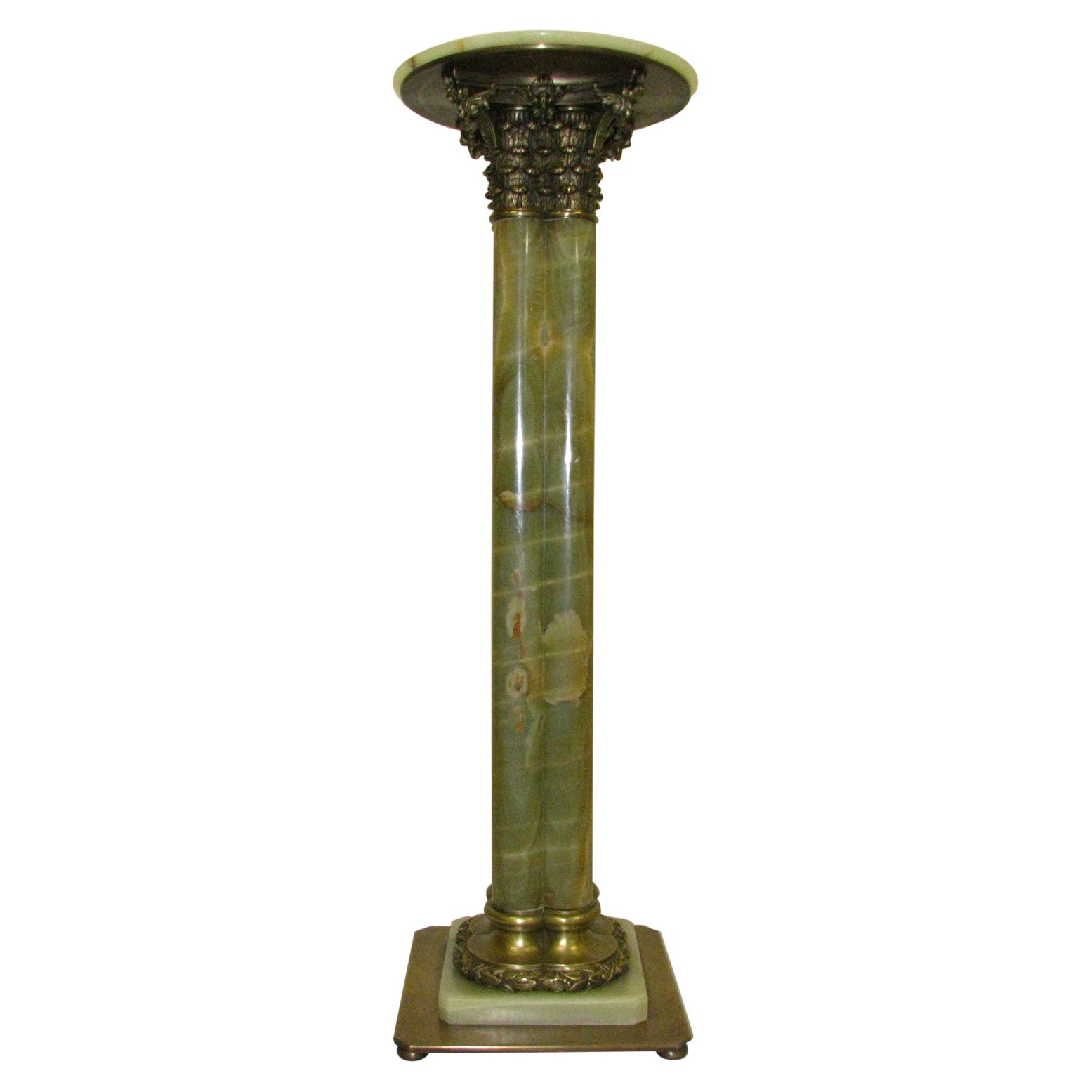 Pair Green Onyx Classical Doric Greek Column Sculpture Display