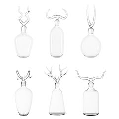 Contemporary Hand Blown 'All Trophy Bottles Set' by Simone Crestani