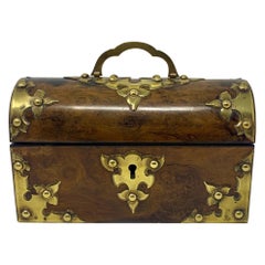 Antique English Burled Walnut Travel Scent Box