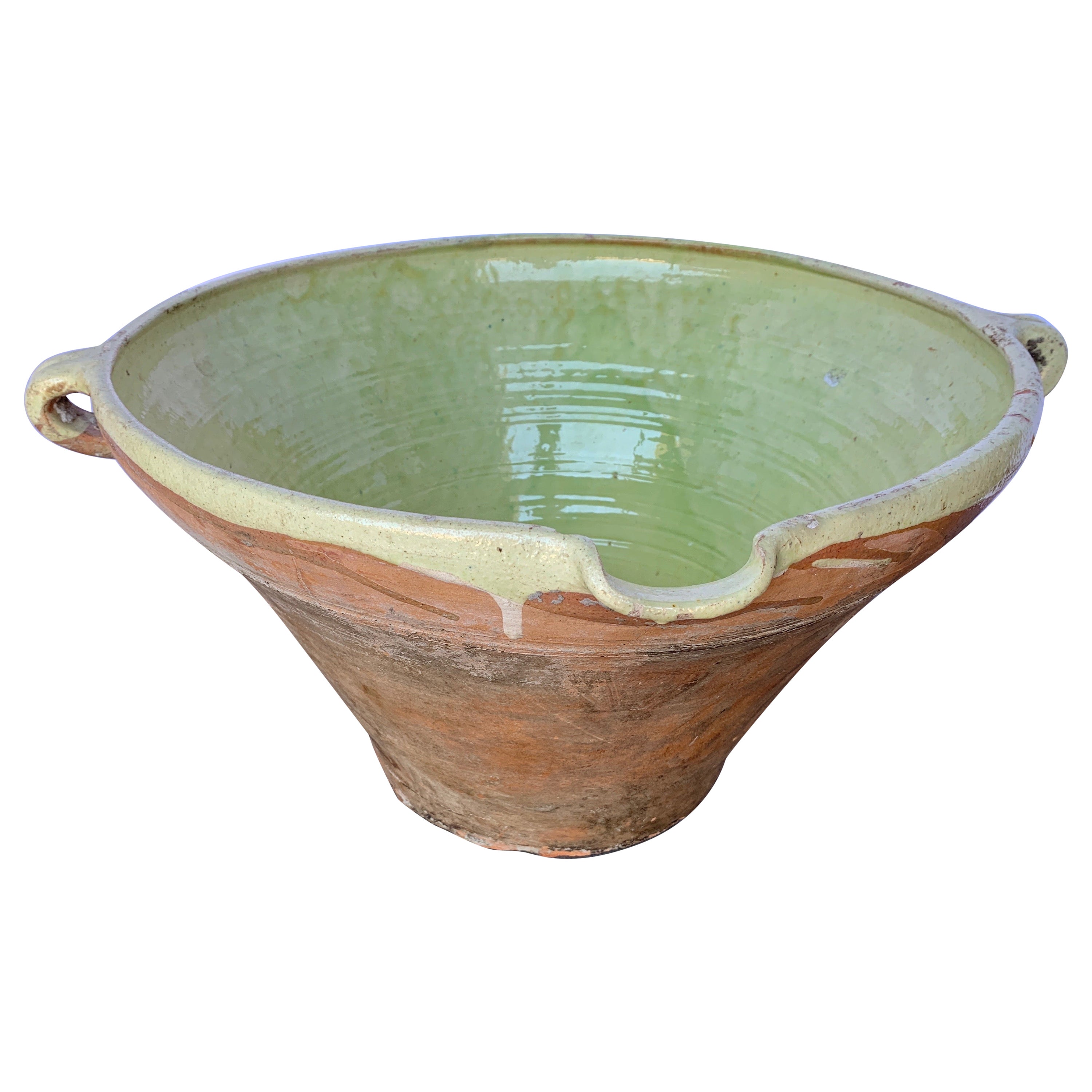 19th Century French Green Glazed Terracotta Decorative Bowl from