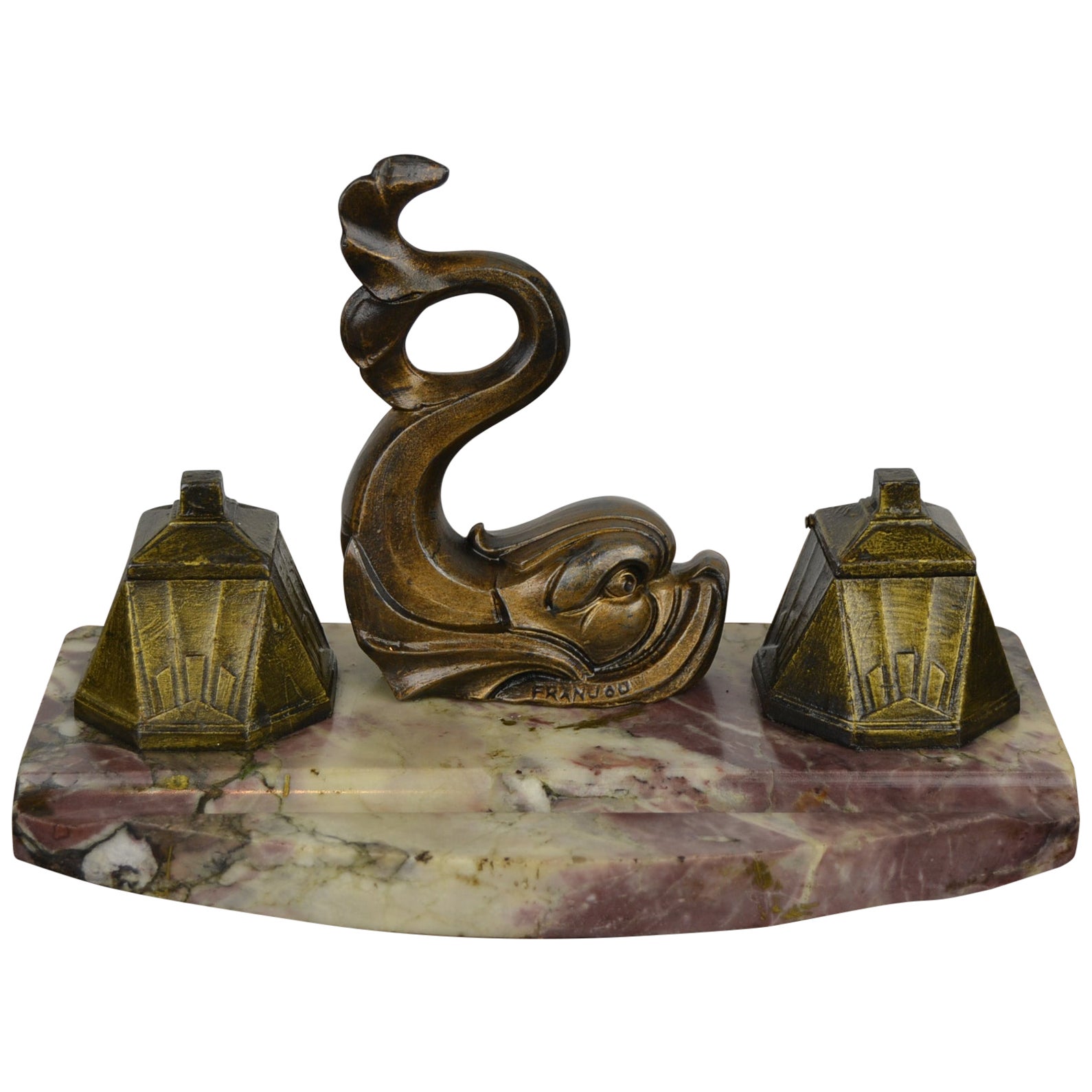 French Art Deco Desk Ornament Airplane by Anthoine Art Bois at 1stDibs