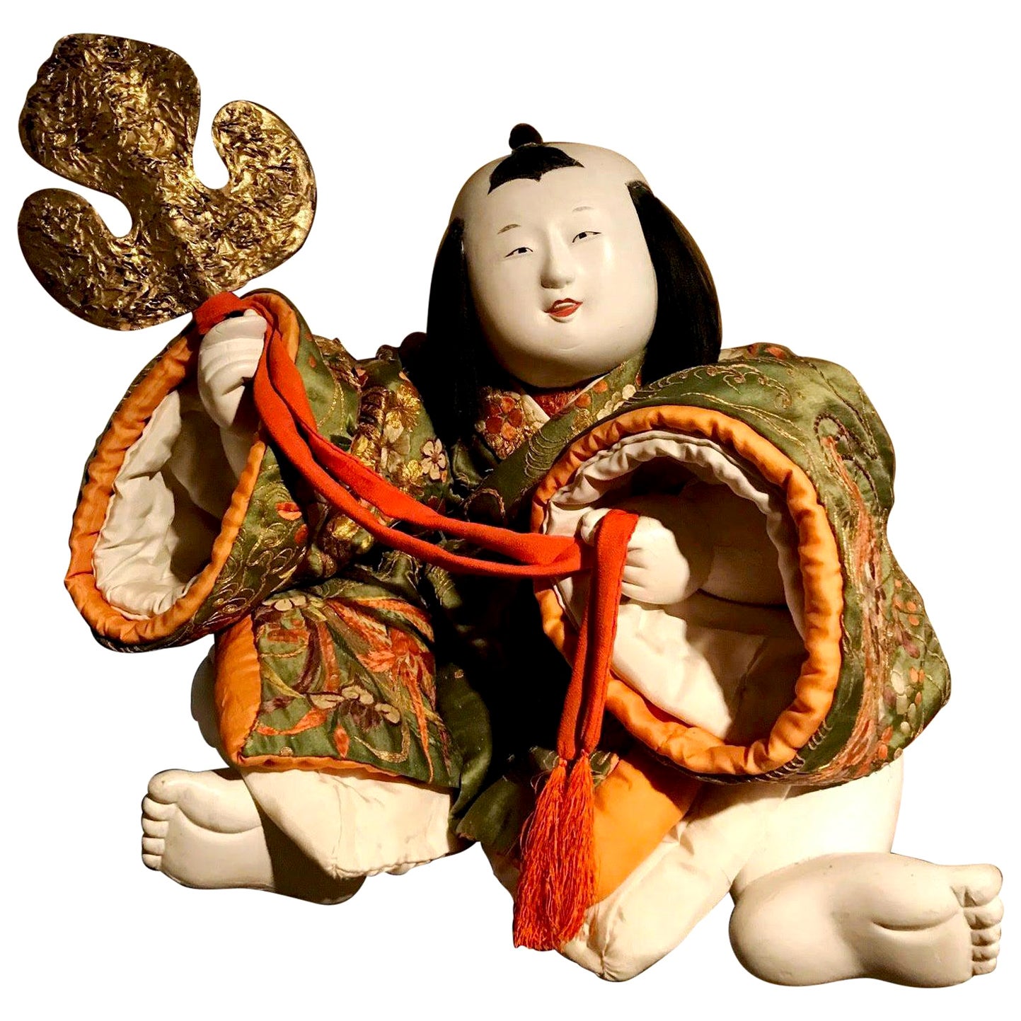 Japanische sitzende kaiserliche Gosho-Ningyo-Puppe aus der späten Edo-Zeit