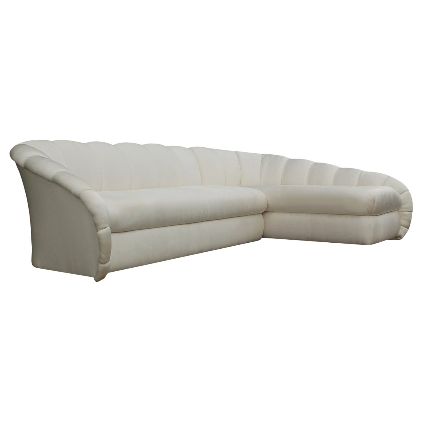 Modern Cream Linen Sofa Sectional Form For Sale at 1stDibs
