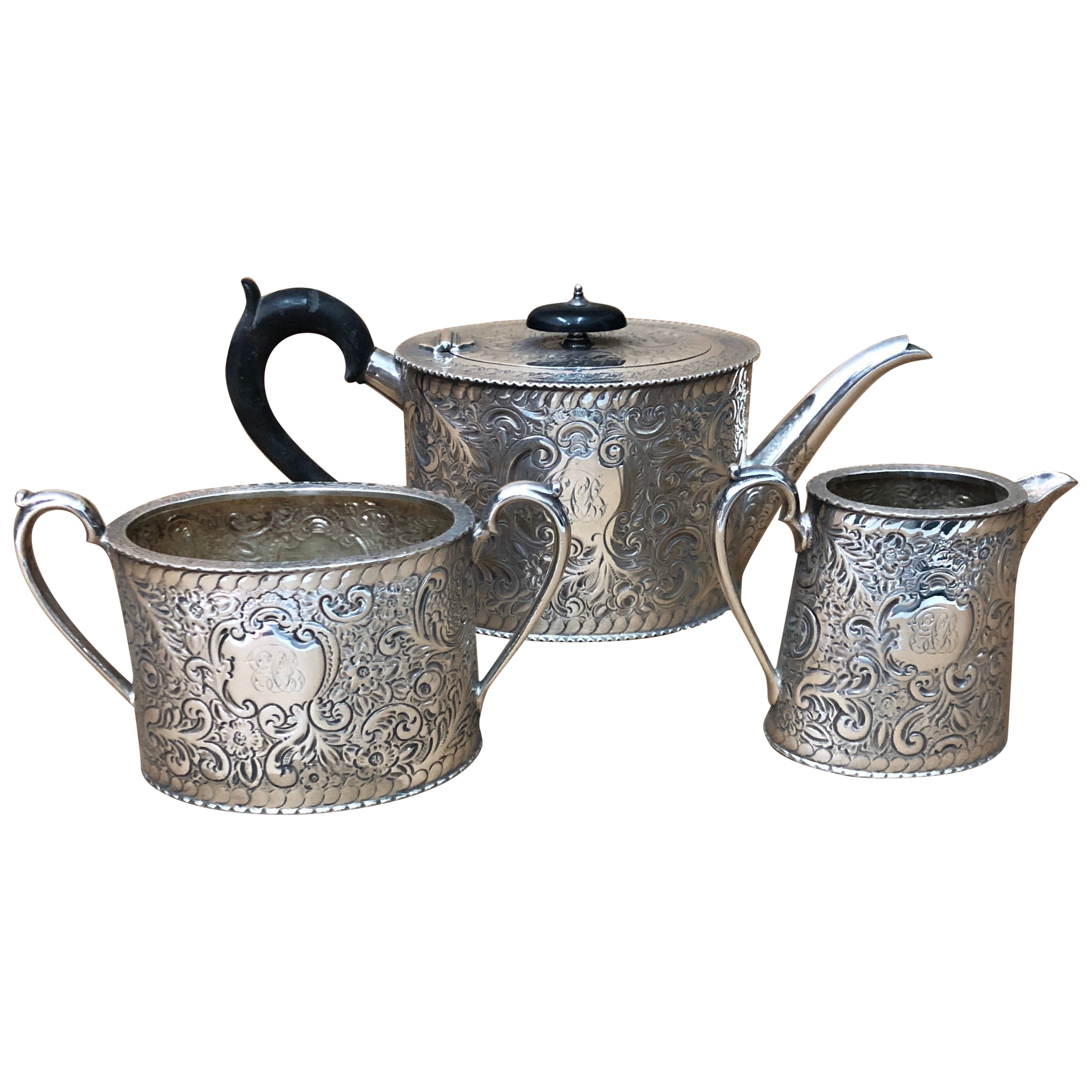 Elegant and Rare Art and Crafts English Silver TeaSet, circa 1902 at