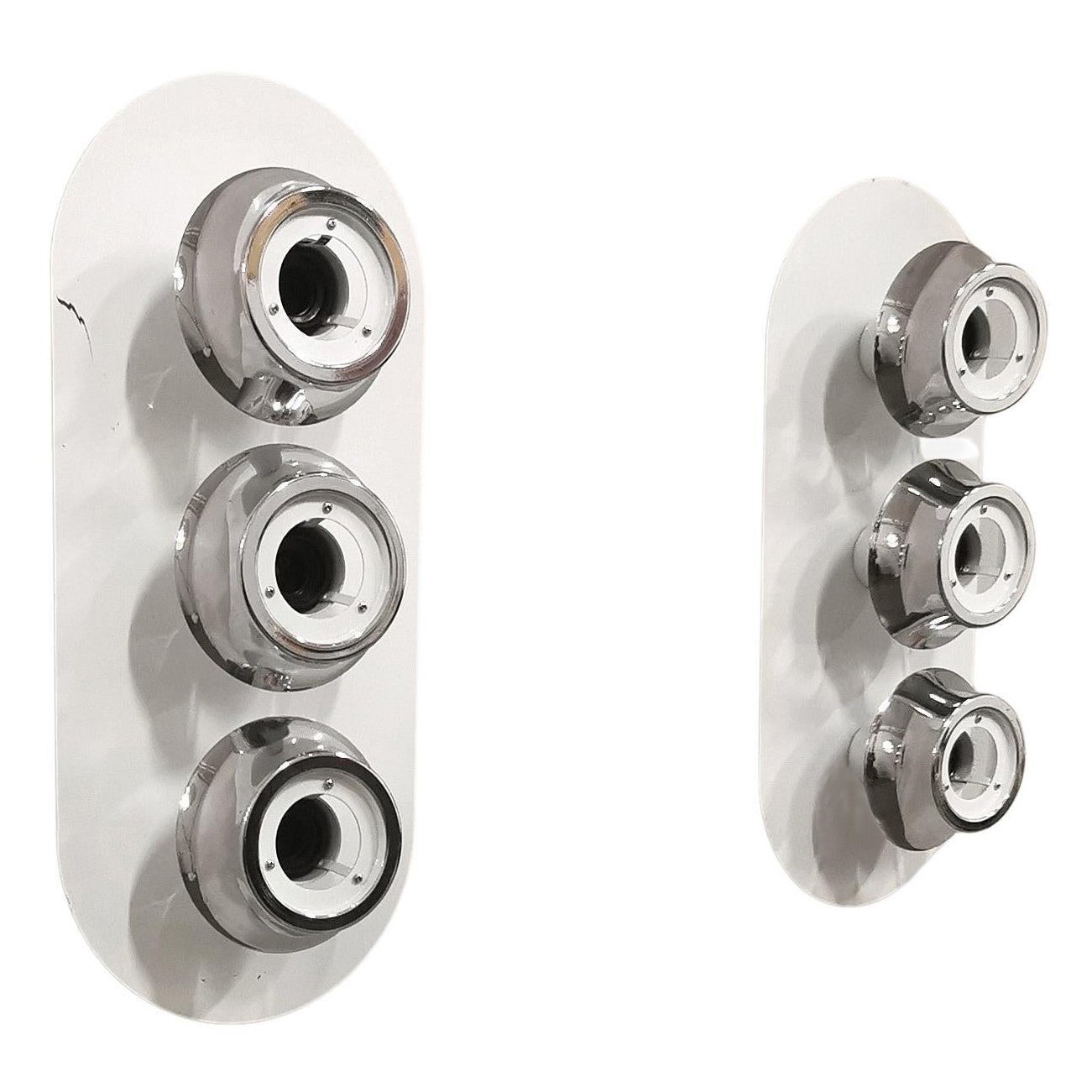 Paar Wandleuchten Sconces Weiß emailliertem Metall Midcentury Italian Design 1970