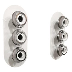 Paar Wandleuchten Sconces Weiß emailliertem Metall Midcentury Italian Design 1970