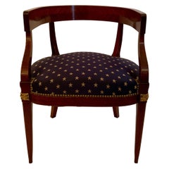 Antique French Mahogany Barrel Back Desk Chair 