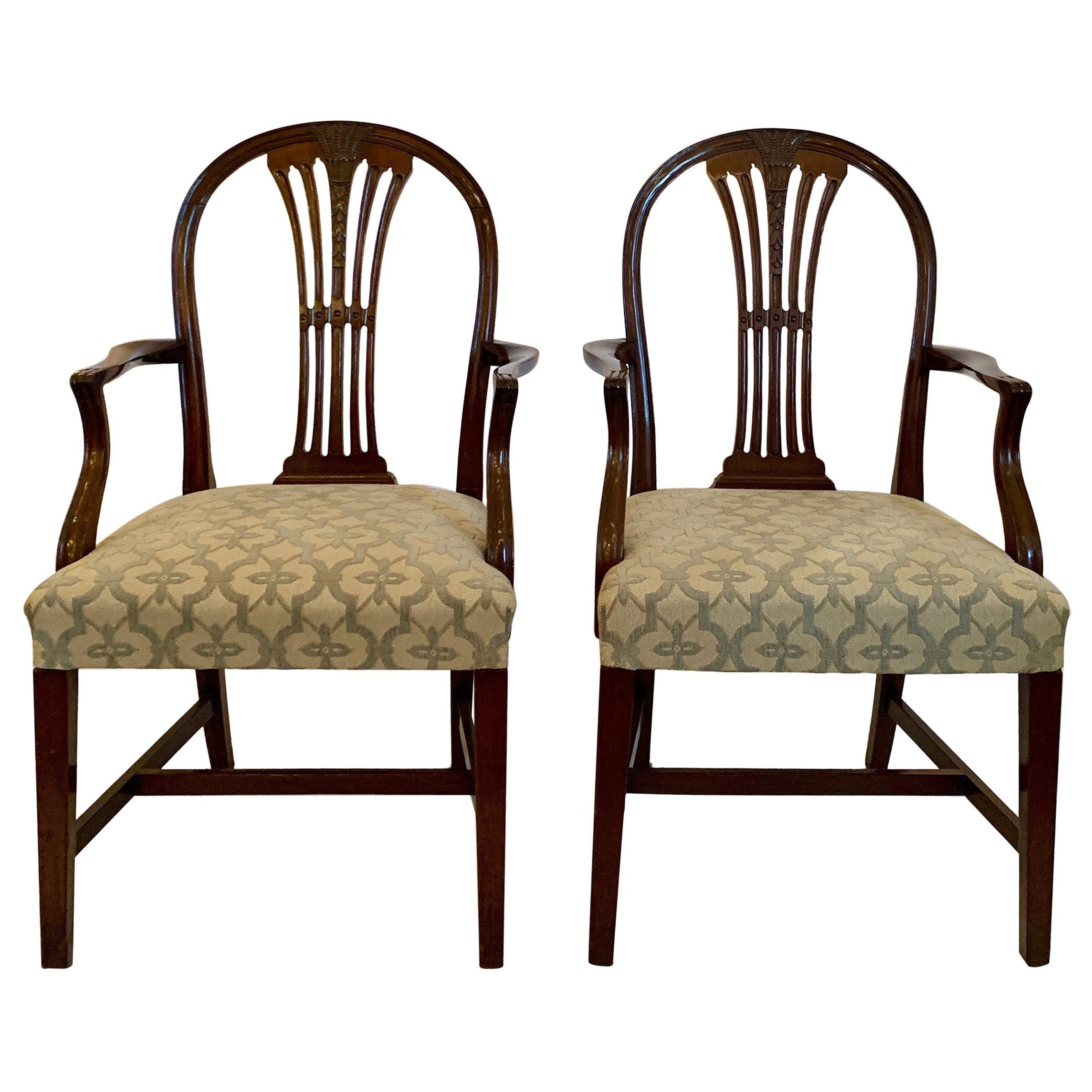 Pair of Antique English Mahogany Armchairs, circa 1880-1890