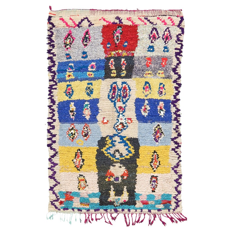 Vintage Moroccan Boujad Tribe Berber Rug For Sale at 1stDibs