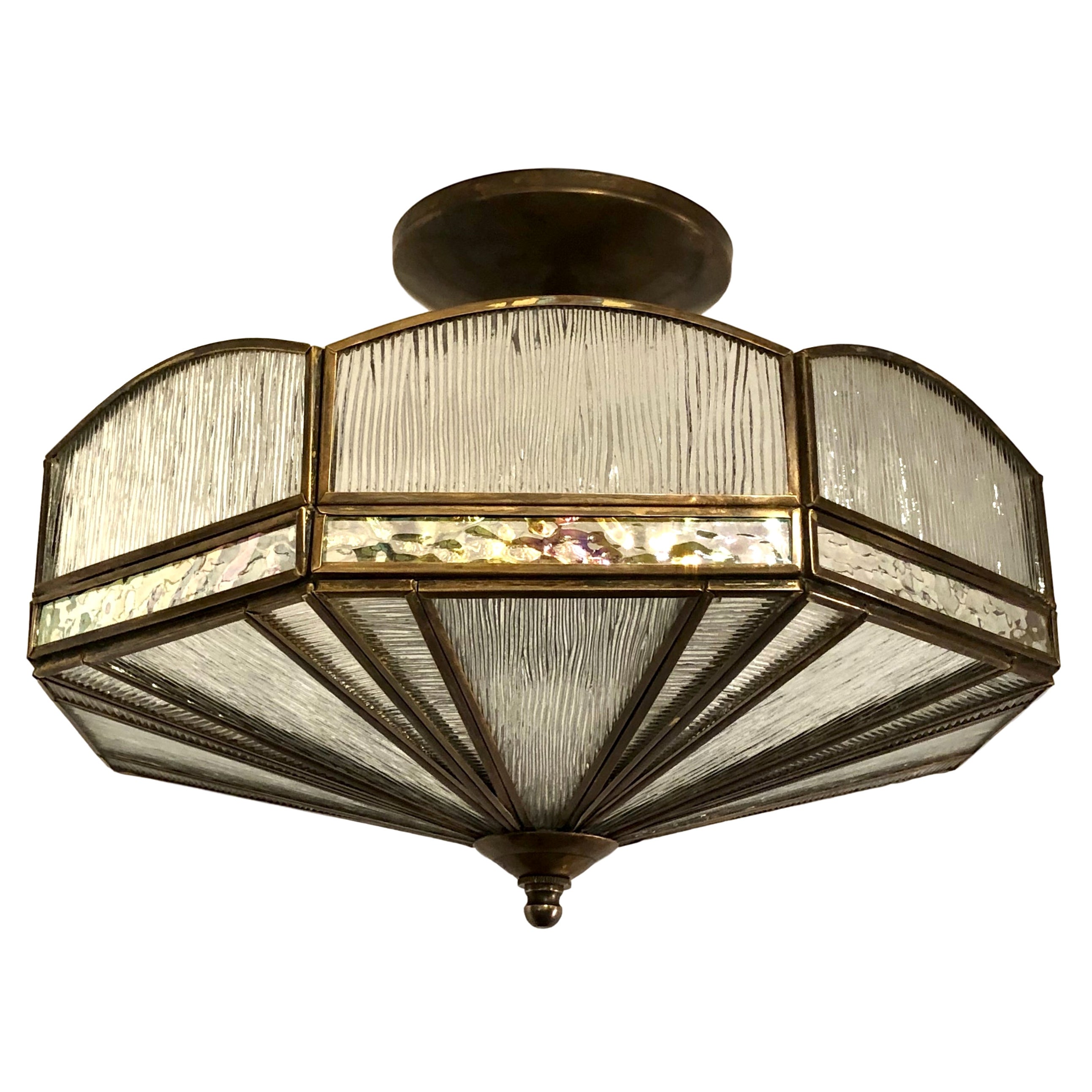 Large Leaded Glass Fixture For Sale at 1stDibs