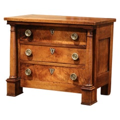 Early 19th Century French Louis Philippe Carved Walnut Miniature Commode Chest