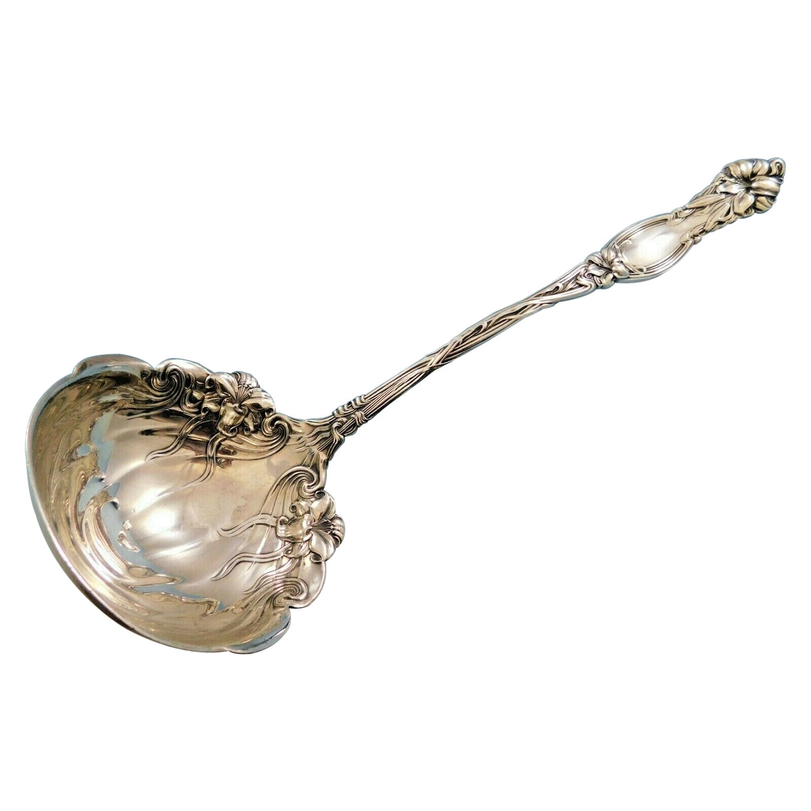 by Towle Sterling Silver Soup Ladle Flowers in Bowl Gold