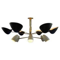 Große Lampe Kronleuchter 12 Lichter Maßgefertigtes Messing Italienisches Design von Diego Mardegan