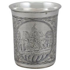 Antique 1839, Russian Silver and Niello Enamel Beaker