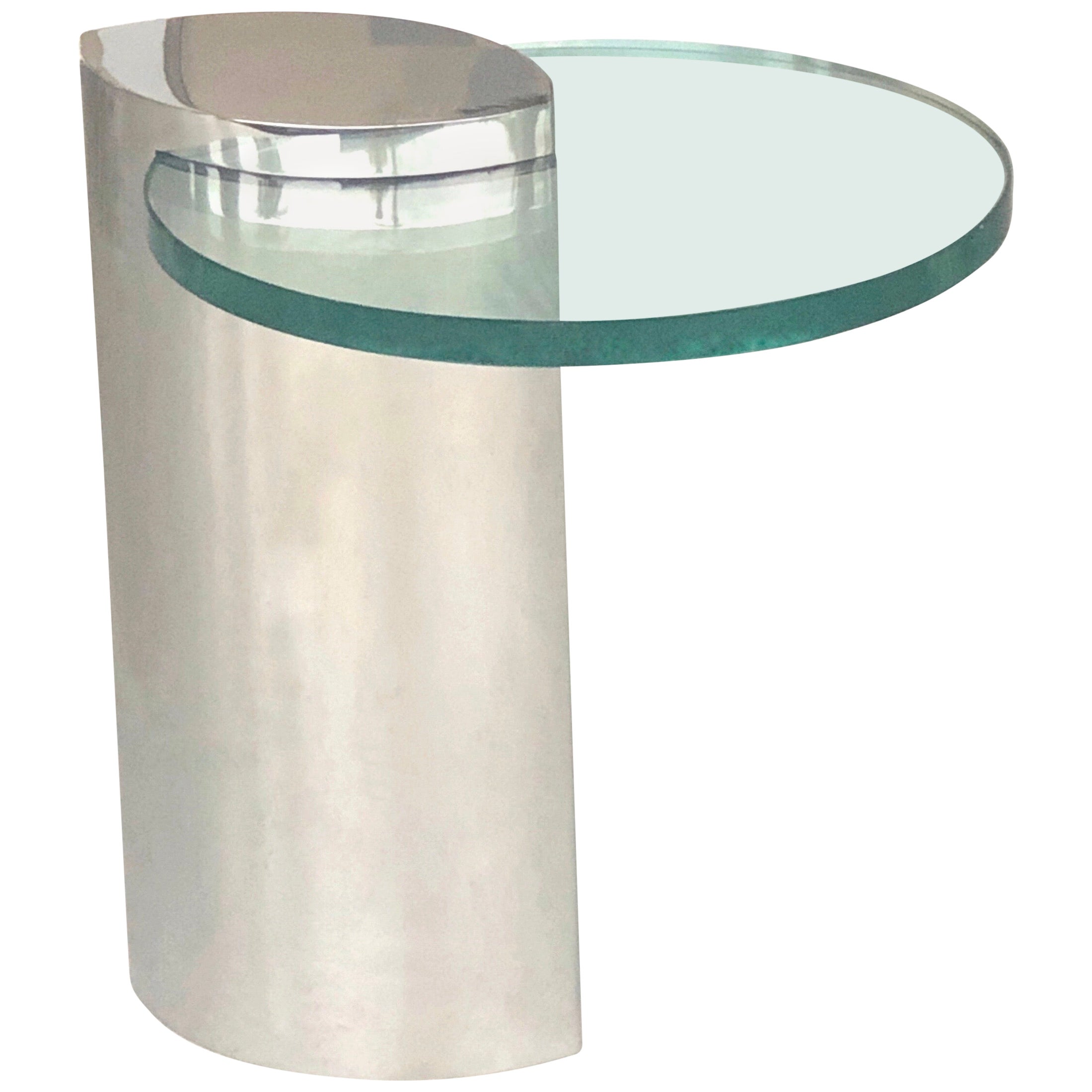 Polish Stainless Steel Drum Side Table by Brueton at 1stDibs