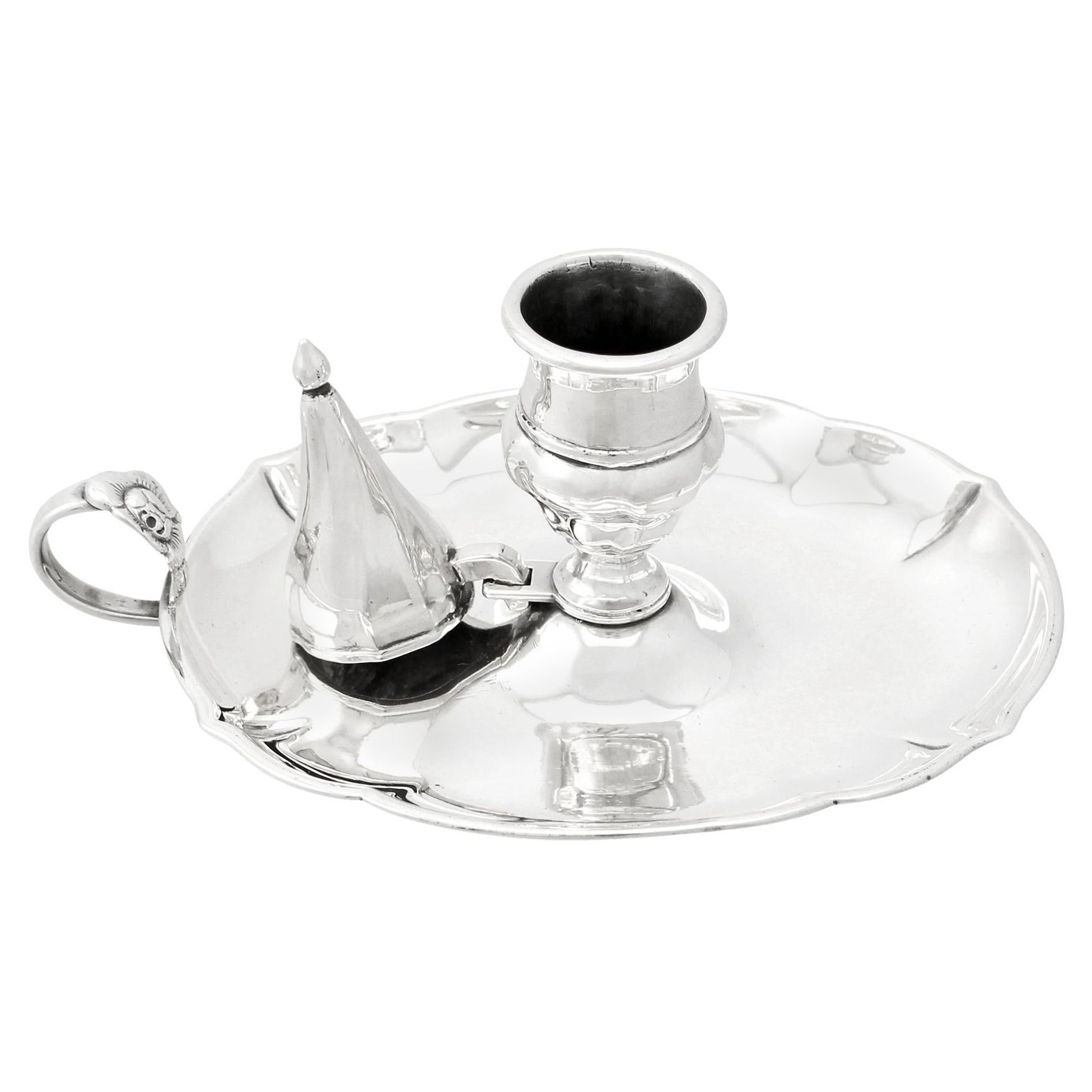 Antique Danish Silver Chamber Candlestick For Sale