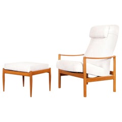 Danish Modern Teak Reclining Lounge Chair and Ottoman