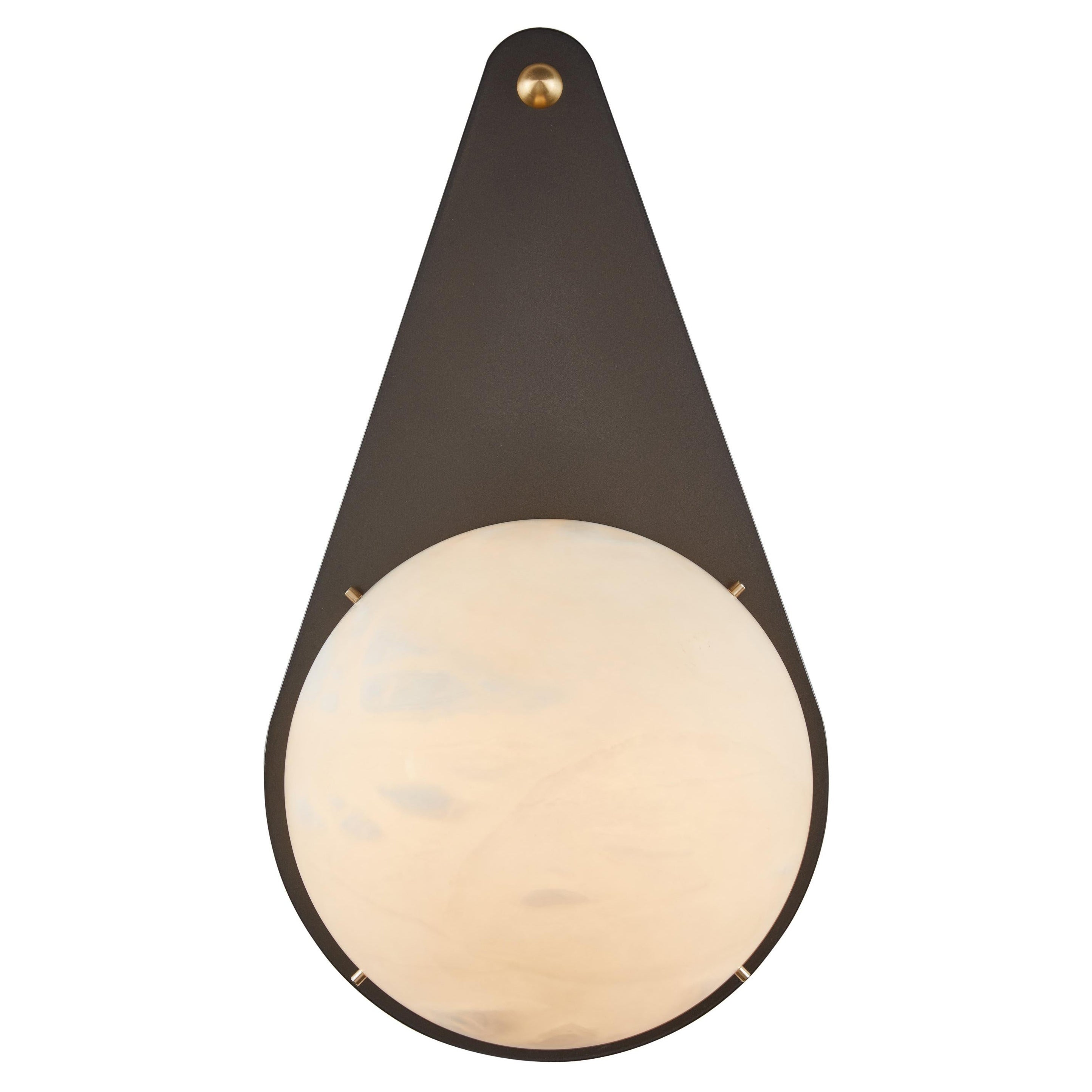 Large 'Hermes' Sconce in Bronzed Steel and Alabaster For Sale